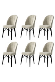 Hanah Home Ritim Juego de 6 Sillas Crema y Negro